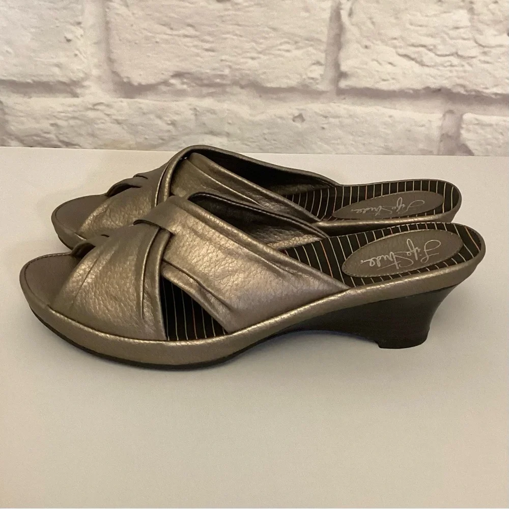 Life Stride Bronze Metallic Slip-On Heeled Sandals